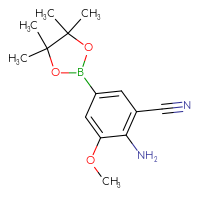 Chemical structure of 2-amino-3-methoxy-5-(4,4,5,5-tetramethyl-1,3,2-dioxaborolan-2-yl)benzonitrile - CSSB00010712797