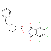 Chemical structure of 4,5,6,7-tetrachloro-1,3-dioxo-2,3-dihydro-1H-isoindol-2-yl 3-benzylcyclopentane-1-carboxylate - CSSB20270808248