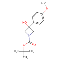 Chemical structure of tert-butyl 3-hydroxy-3-(4-methoxyphenyl)azetidine-1-carboxylate - CSSB00012377719