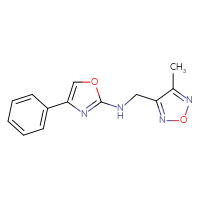 Chemical structure of N-[(4-methyl-1,2,5-oxadiazol-3-yl)methyl]-4-phenyl-1,3-oxazol-2-amine - CSSB15086502867
