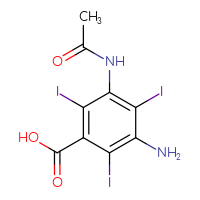 Chemical structure of 3-amino-5-acetamido-2,4,6-triiodobenzoic acid - CSSB00020600793