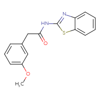 Chemical structure of N-(1,3-benzothiazol-2-yl)-2-(3-methoxyphenyl)acetamide - CSSB00026368394