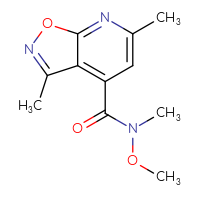 Chemical structure of N-methoxy-N,3,6-trimethyl-[1,2]oxazolo[5,4-b]pyridine-4-carboxamide - CSSB00000510993