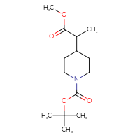 Chemical structure of tert-butyl 4-(1-methoxy-1-oxopropan-2-yl)piperidine-1-carboxylate - CSSB00010292489