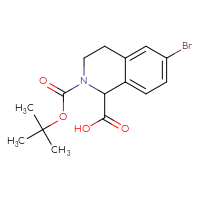 Chemical structure of 6-bromo-2-[(tert-butoxy)carbonyl]-1,2,3,4-tetrahydroisoquinoline-1-carboxylic acid - CSSB00010139200