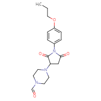 Chemical structure of 4-[2,5-dioxo-1-(4-propoxyphenyl)pyrrolidin-3-yl]piperazine-1-carbaldehyde - CSSB00121719870