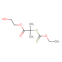 Chemical structure of 2-hydroxyethyl 2-[(ethoxymethanethioyl)sulfanyl]-2-methylpropanoate - CSSB00120692520