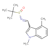 Chemical structure of (S)-N-[(1,4-dimethyl-1H-indol-3-yl)methylidene]-2-methylpropane-2-sulfinamide - CSSB21331813827