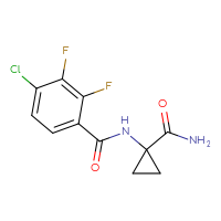 Chemical structure of N-(1-carbamoylcyclopropyl)-4-chloro-2,3-difluorobenzamide - CSSB00151600944