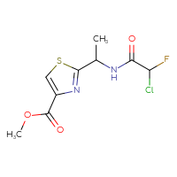 Chemical structure of methyl 2-[1-(2-chloro-2-fluoroacetamido)ethyl]-1,3-thiazole-4-carboxylate - CSSB21332116694