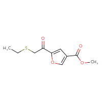 Chemical structure of methyl 5-[2-(ethylsulfanyl)acetyl]furan-3-carboxylate - CSSB15025093753