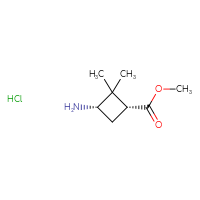 Chemical structure of methyl (1R,3S)-3-amino-2,2-dimethylcyclobutane-1-carboxylate hydrochloride - CSSB00016994204