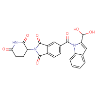 Chemical structure of 5-[2-(dihydroxymethyl)-1H-indole-1-carbonyl]-2-(2,6-dioxopiperidin-3-yl)-2,3-dihydro-1H-isoindole-1,3-dione - CSSB21531607295