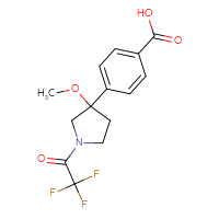 Chemical structure of 4-[3-methoxy-1-(2,2,2-trifluoroacetyl)pyrrolidin-3-yl]benzoic acid - CSSB20269989442