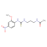 Chemical structure of N-(3-{[(2-methoxy-4-nitrophenyl)carbamothioyl]amino}propyl)acetamide - CSSB21432443871