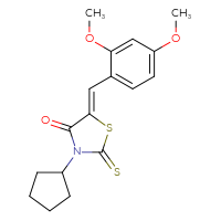 Chemical structure of (5Z)-3-cyclopentyl-5-[(2,4-dimethoxyphenyl)methylidene]-2-sulfanylidene-1,3-thiazolidin-4-one - CSSB00132876581