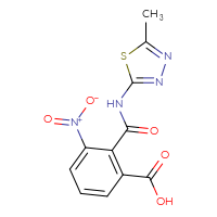 Chemical structure of 2-[(5-methyl-1,3,4-thiadiazol-2-yl)carbamoyl]-3-nitrobenzoic acid - CSSB00116288660
