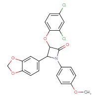 Chemical structure of 4-(2H-1,3-benzodioxol-5-yl)-3-(2,4-dichlorophenoxy)-1-(4-methoxyphenyl)azetidin-2-one - CSSB00138435828