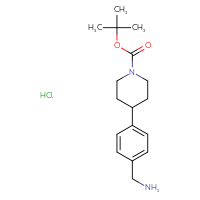 Chemical structure of tert-butyl 4-[4-(aminomethyl)phenyl]piperidine-1-carboxylate hydrochloride - CSSB20620702183