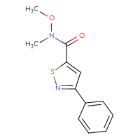 Chemical structure of N-methoxy-N-methyl-3-phenyl-1,2-thiazole-5-carboxamide - CSSB01997680021