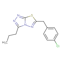 Chemical structure of 6-[(4-chlorophenyl)methyl]-3-propyl-[1,2,4]triazolo[3,4-b][1,3,4]thiadiazole - CSSB00102572576