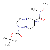 Chemical structure of rac-tert-butyl (3aR,5S,7aR)-5-[methoxy(methyl)carbamoyl]-octahydro-1H-indole-1-carboxylate - CSSB21291563350