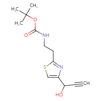 Chemical structure of tert-butyl N-{2-[4-(1-hydroxyprop-2-yn-1-yl)-1,3-thiazol-2-yl]ethyl}carbamate - CSSB00022399063