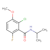 Chemical structure of 2-chloro-6-fluoro-3-methoxy-N-(propan-2-yl)benzamide - CSSB06482573514