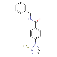 Chemical structure of N-[(2-fluorophenyl)methyl]-4-(2-sulfanyl-1H-imidazol-1-yl)benzamide - CSSB00000740923