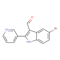 Chemical structure of 5-bromo-2-(pyridin-3-yl)-1H-indole-3-carbaldehyde - CSSB06446555617