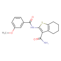 Chemical structure of 2-(3-methoxybenzamido)-4,5,6,7-tetrahydro-1-benzothiophene-3-carboxamide - CSSB00027980304