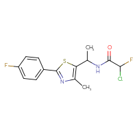 Chemical structure of 2-chloro-2-fluoro-N-{1-[2-(4-fluorophenyl)-4-methyl-1,3-thiazol-5-yl]ethyl}acetamide - CSSB21332169922