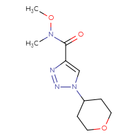 Chemical structure of N-methoxy-N-methyl-1-(oxan-4-yl)-1H-1,2,3-triazole-4-carboxamide - CSSB01996723686