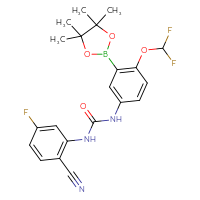 Chemical structure of 1-(2-cyano-5-fluorophenyl)-3-[4-(difluoromethoxy)-3-(4,4,5,5-tetramethyl-1,3,2-dioxaborolan-2-yl)phenyl]urea - CSSB21332175956