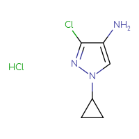 Chemical structure of 3-chloro-1-cyclopropyl-1H-pyrazol-4-amine hydrochloride - CSSB20963199650