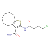 Chemical structure of 2-(4-chlorobutanamido)-4H,5H,6H,7H,8H,9H-cycloocta[b]thiophene-3-carboxamide - CSSB00020671386