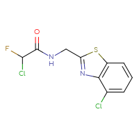 Chemical structure of 2-chloro-N-[(4-chloro-1,3-benzothiazol-2-yl)methyl]-2-fluoroacetamide - CSSB21332168093