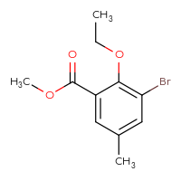 Chemical structure of methyl 3-bromo-2-ethoxy-5-methylbenzoate - CSSB00056598354