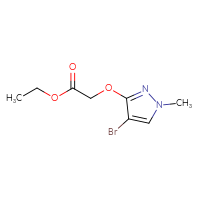 Chemical structure of ethyl 2-[(4-bromo-1-methyl-1H-pyrazol-3-yl)oxy]acetate - CSSB01217347210