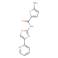 Chemical structure of 5-methyl-N-[4-(pyridin-2-yl)-1,3-thiazol-2-yl]thiophene-2-carboxamide - CSSB00026356298