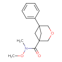 Chemical structure of N-methoxy-N-methyl-5-phenyl-3-oxabicyclo[3.1.1]heptane-1-carboxamide - CSSB15072410683