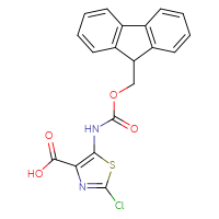 Chemical structure of 2-chloro-5-({[(9H-fluoren-9-yl)methoxy]carbonyl}amino)-1,3-thiazole-4-carboxylic acid - CSSB20621631140