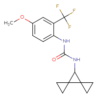 Chemical structure of 3-{dispiro[2.0.2⁴.1³]heptan-7-yl}-1-[4-methoxy-2-(trifluoromethyl)phenyl]urea - CSSB01230214395