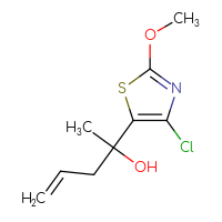 Chemical structure of 2-(4-chloro-2-methoxy-1,3-thiazol-5-yl)pent-4-en-2-ol - CSSB14853533970