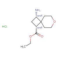 Chemical structure of rac-ethyl (1R,3S)-3-amino-7-oxaspiro[3.5]nonane-1-carboxylate hydrochloride - CSSB21291560123