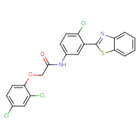 Chemical structure of N-[3-(1,3-benzothiazol-2-yl)-4-chlorophenyl]-2-(2,4-dichlorophenoxy)acetamide - CSSB00121686949