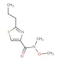 Chemical structure of N-methoxy-N-methyl-2-propyl-1,3-thiazole-4-carboxamide - CSSB00872910536