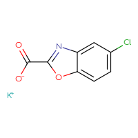 Chemical structure of potassium 5-chloro-1,3-benzoxazole-2-carboxylate - CSSB20591798632