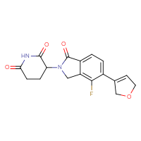 Chemical structure of 3-[5-(2,5-dihydrofuran-3-yl)-4-fluoro-1-oxo-2,3-dihydro-1H-isoindol-2-yl]piperidine-2,6-dione - CSSB21531616890