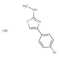 Chemical structure of 4-(4-bromophenyl)-N-methyl-1,3-thiazol-2-amine hydrobromide - CSSB00020606163